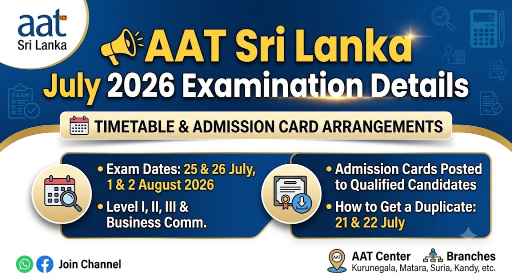 2026 AAT Sri Lanka July Examination Timetable & Details