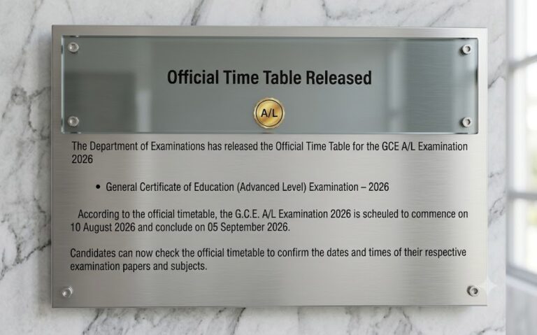 G.C.E. A/L Exam Time Table 2026 – Released Online