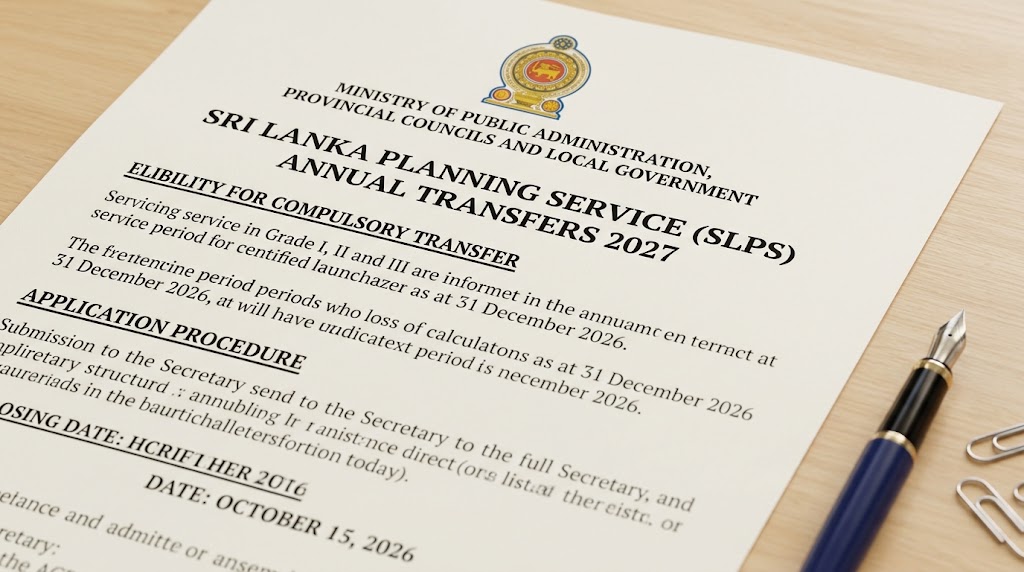Annual Transfers in Sri Lanka Planning Service (SLPS) 2027