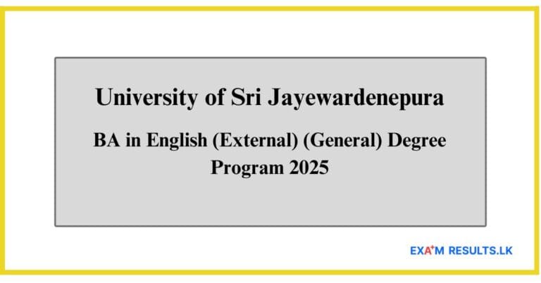 BA in English (External) (General) Degree Program 2025