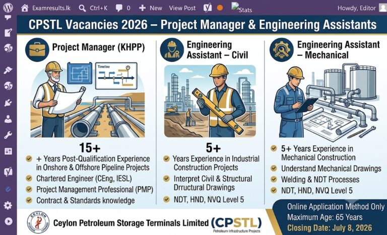 CPSTL Vacancies 2026 – Project Manager & Engineering Assistants