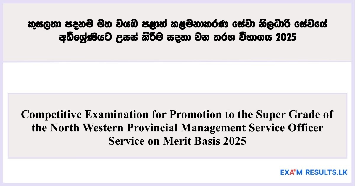 Competitive Exam for Promotion to Grade (Merit Basis) – NWP Management Service Officers 2025