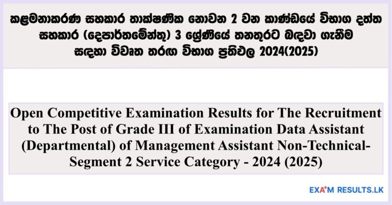Data Assistant (Departmental) of Management Assistant Open Competitive Examination Results 2024(2025)