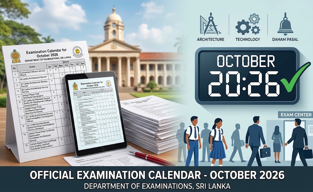 Department of Examinations Sri Lanka October 2026 Examination Calendar