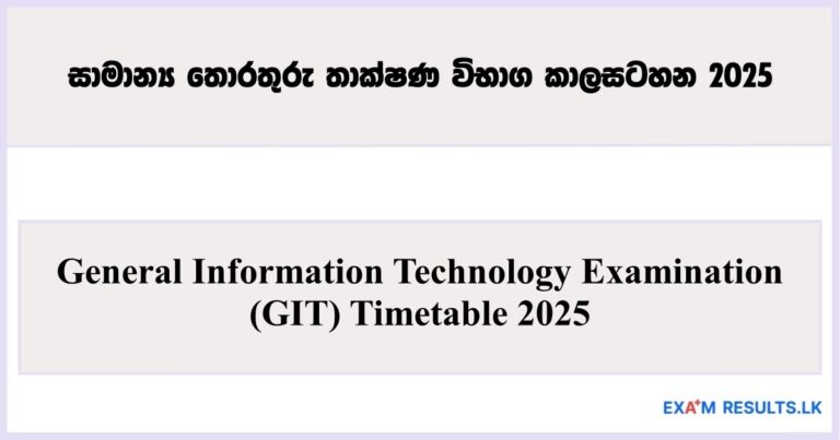GIT Exam Time Table 2025