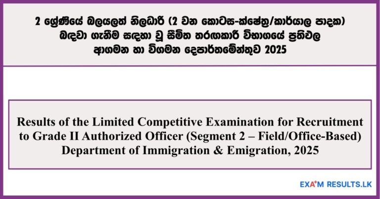 Grade II Authorized Officer Exam Results – Immigration & Emigration, 2025