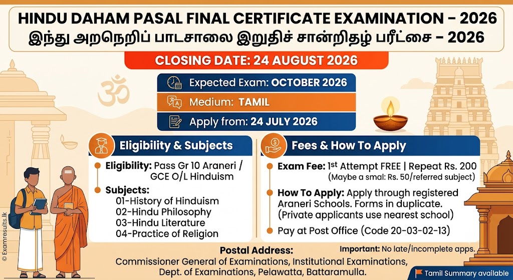 Hindu Daham Pasal Final Certificate Examination 2026 – Apply Online