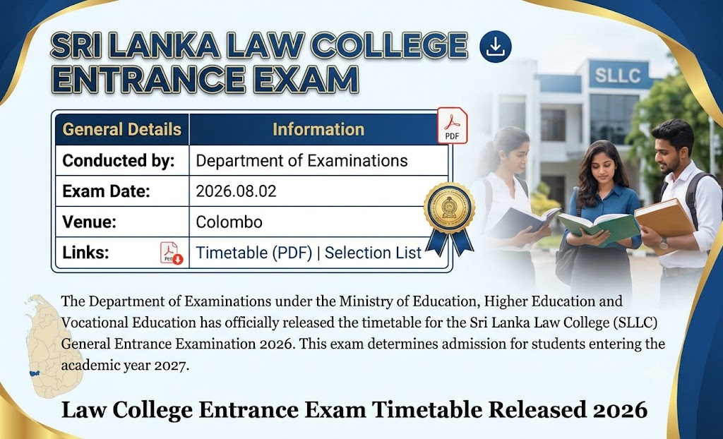 Law College Entrance Exam Timetable Released 2026