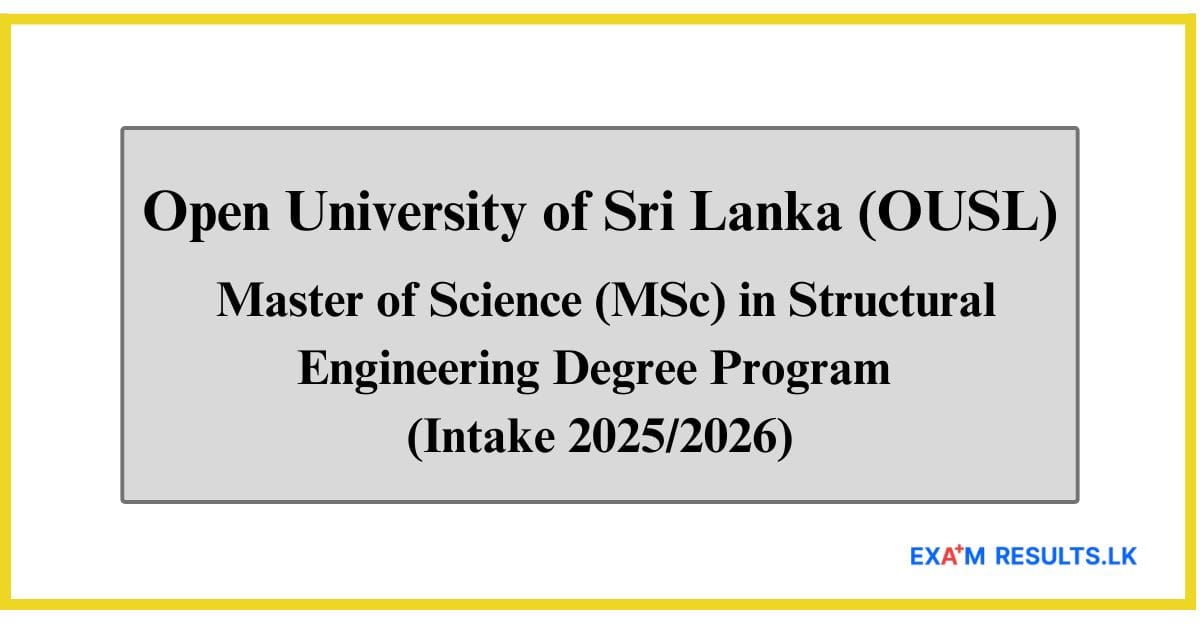Master of Science (MSc) in Structural Engineering Degree Program (Intake 20252026)