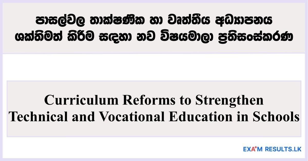 Curriculum Reforms to Strengthen Technical and Vocational Education in Schools