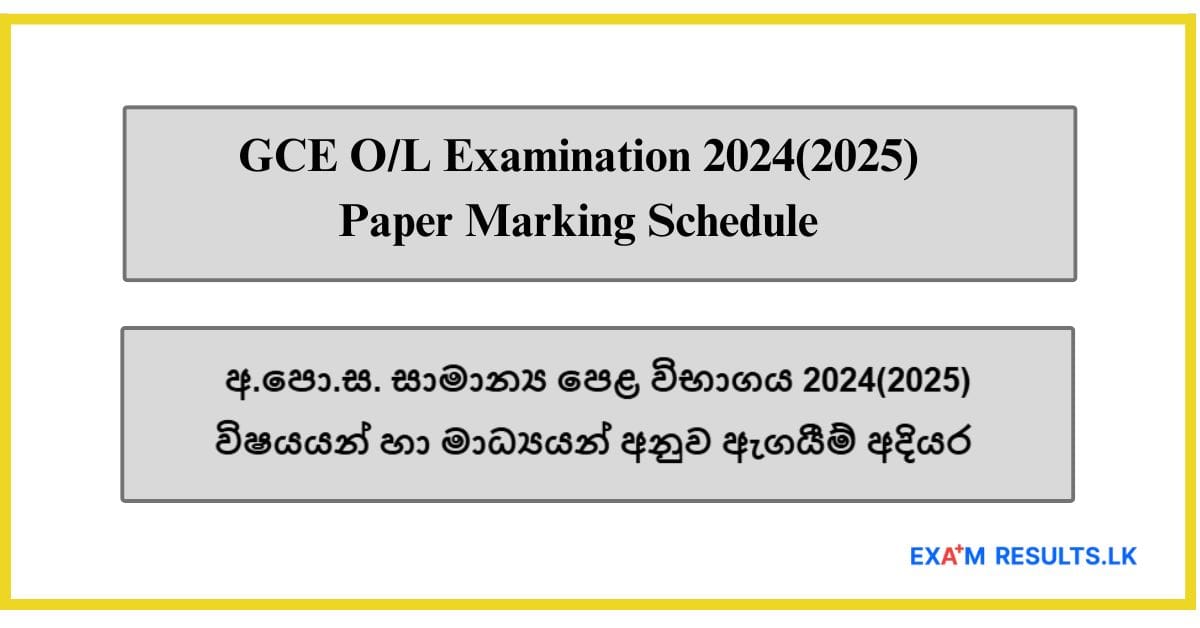 Paper Marking Schedule