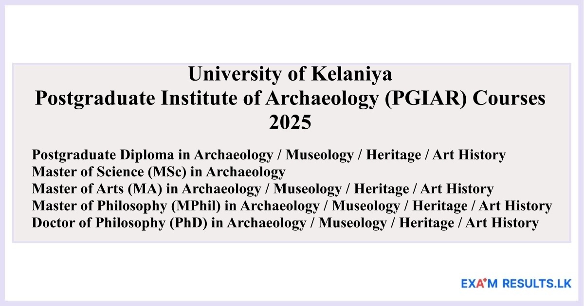 Postgraduate Institute of Archaeology (PGIAR) Courses