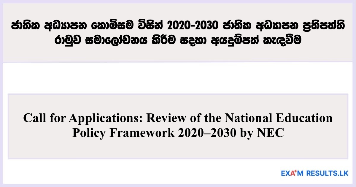 Review of the National Education Policy Framework 2020–2030 by NEC