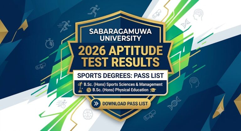 Sabaragamuwa University Sports Degree Aptitude Test Results
