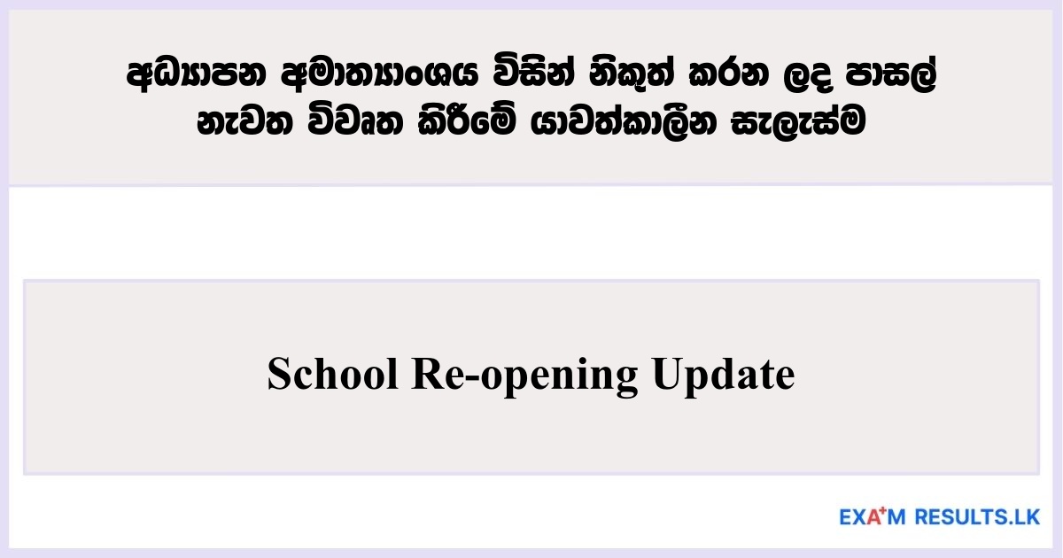 School Reopening Update