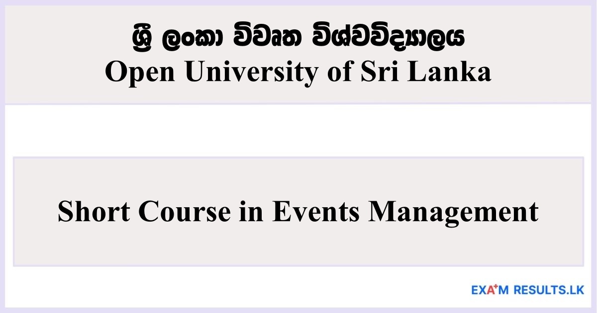 Short Course in Events Management - Open University of Sri Lanka