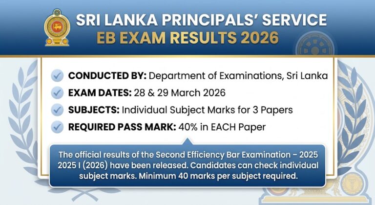 Sri Lanka Principals Service EB Exam Results 2026