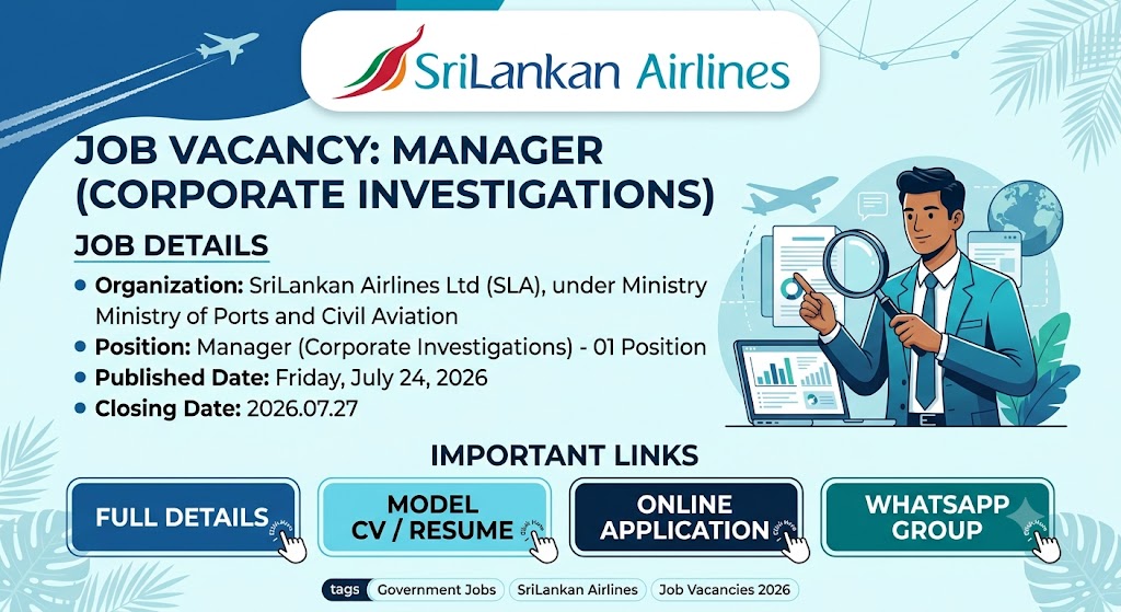 SriLankan Airlines Job Vacancies 2026: