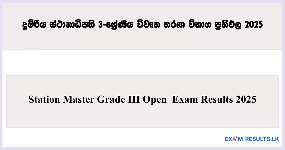 Station Master Grade III open competitive Exam Results 2025