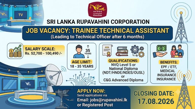 Trainee Technical Assistant Vacancy - Sri Lanka Rupavahini Corporation