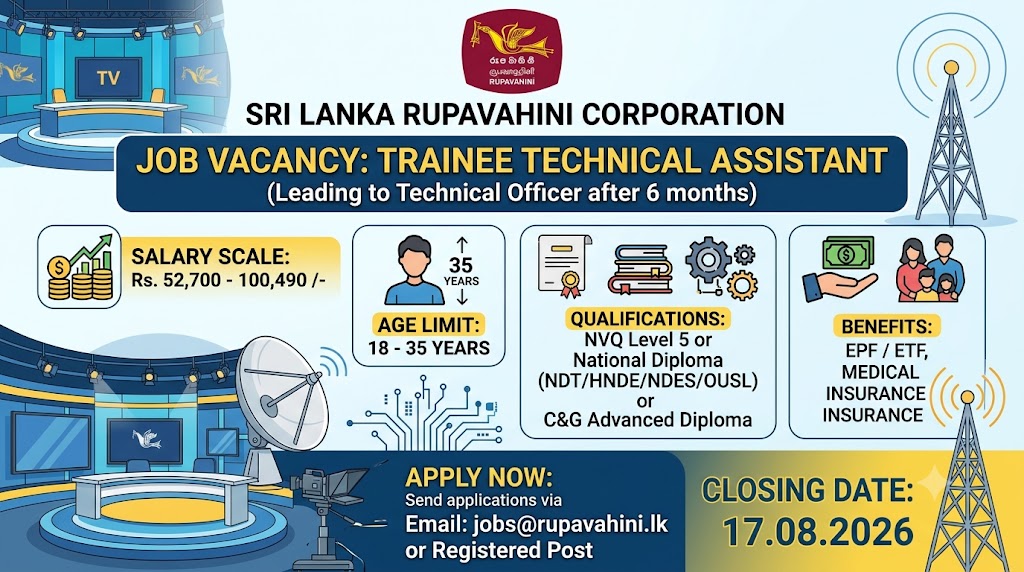 Trainee Technical Assistant Vacancy - Sri Lanka Rupavahini Corporation