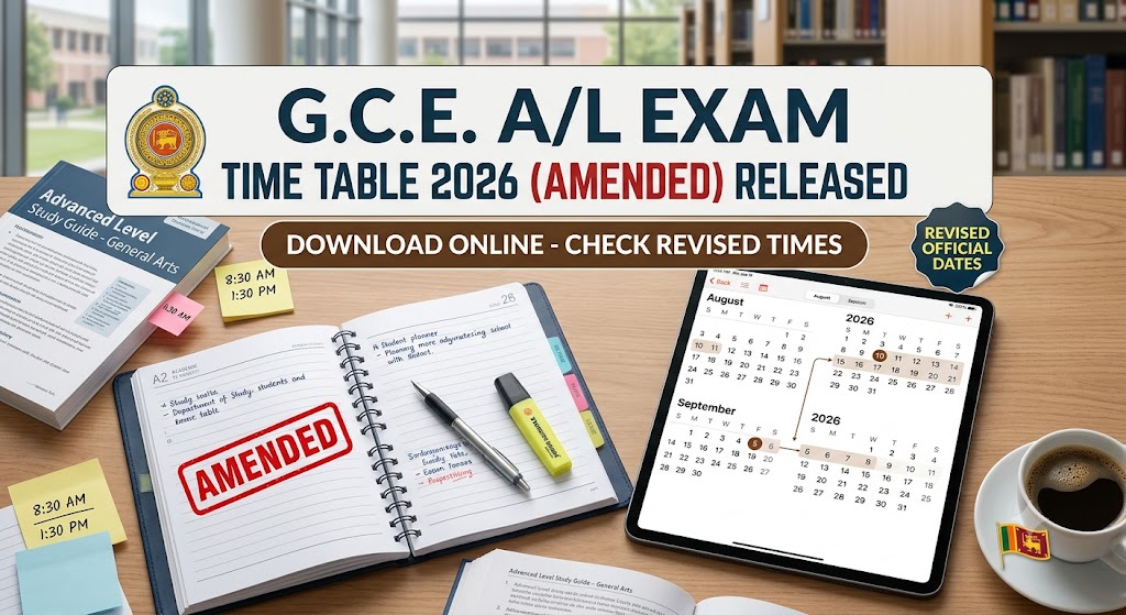 G.C.E. A/L Exam Time Table 2026 (Amended) Released