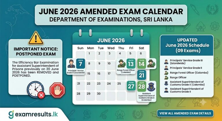 Amended June 2026 Exam Calendar