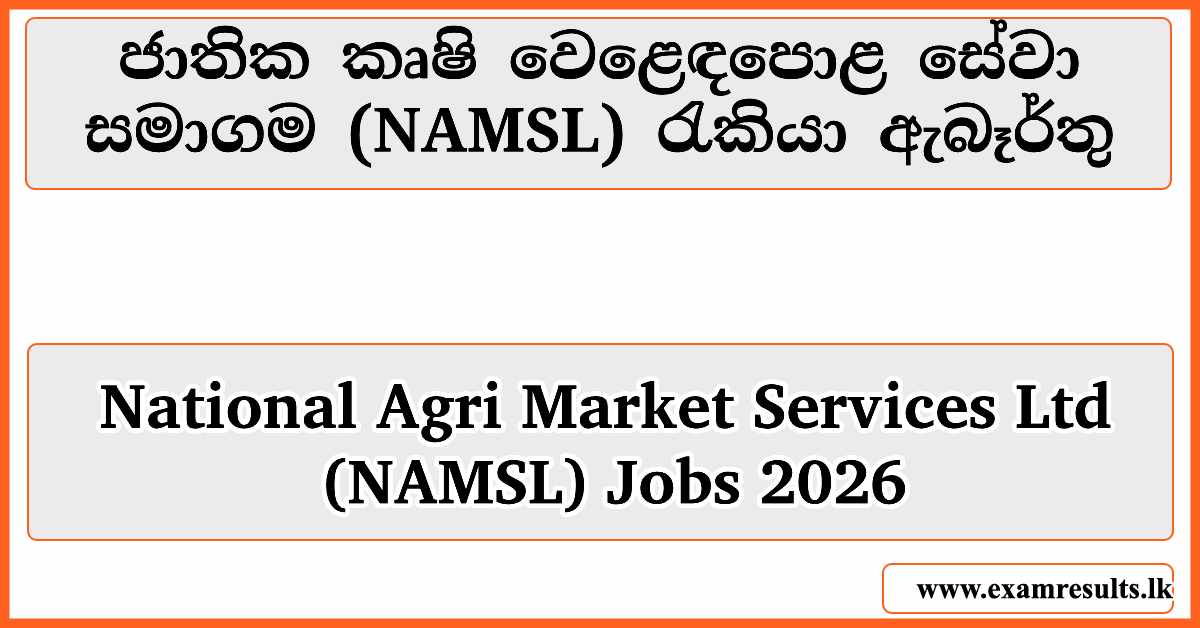 National Agri Market Services Ltd (NAMSL) Jobs