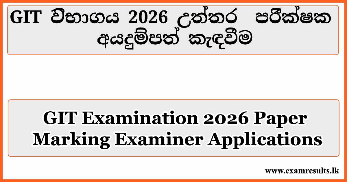 GIT Examination 2026 Paper Marking Examiner Applications