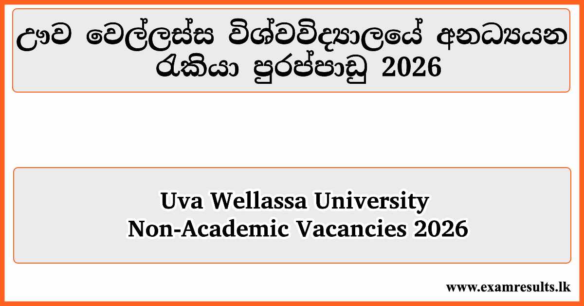 Uva Wellassa University Non Academic Vacancies